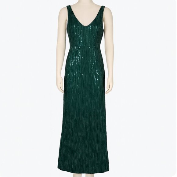 R&M Richards Dress Womens 6 Green‎ Fringe Sequin Glam Party Formal Cocktails - Picture 1 of 11